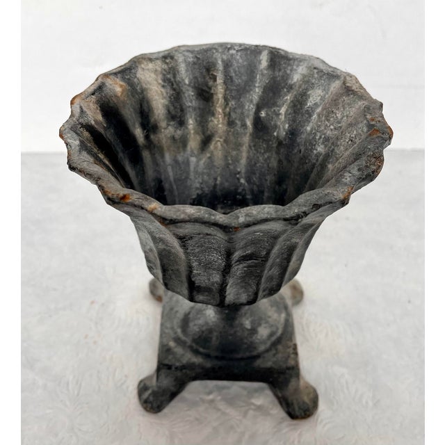 Metal Vintage French Cast Iron Pedestal Urn For Sale - Image 7 of 17