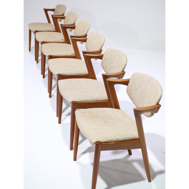 Danish Model 42 Dining Chairs in Teak by Kai Kristiansen, 1960s, Set of 6 For Sale - Image 6 of 17