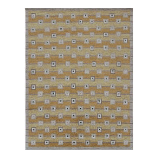 Rug & Kilim’s Scandinavian Style Custom Rug in Gold, Beige-Brown Geometric Patterns - 9x12 For Sale