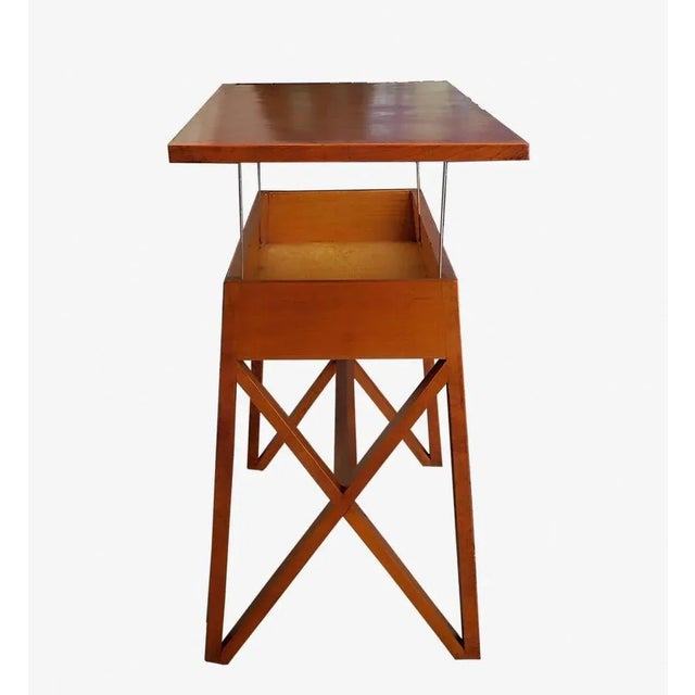 Wooden Console Table with Lifting Top, Italy 1960s For Sale - Image 6 of 8