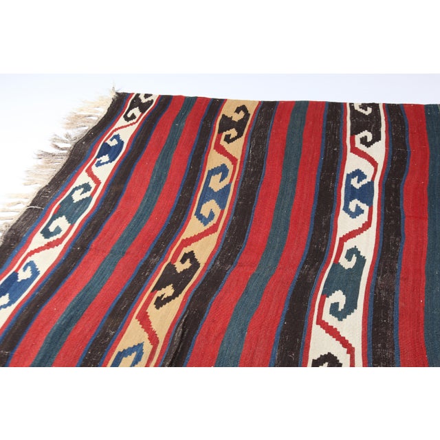 Textile Antique Caucasian Handwoven Kazak Kilim Rug -5' 10'' X 7' 5'' For Sale - Image 7 of 14