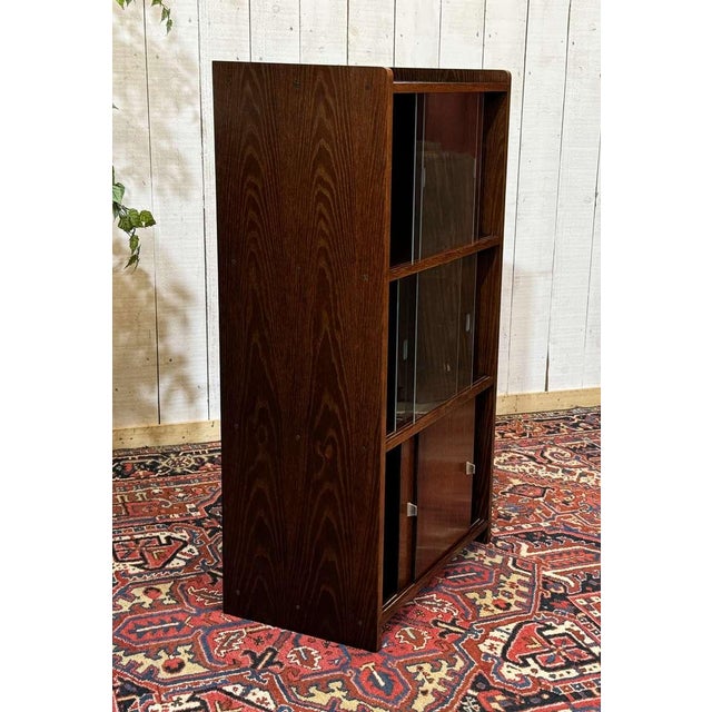 Brown English Oak Bookcase with Sliding Doors, 1960s For Sale - Image 8 of 14