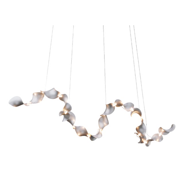 Dune 16 Curve Chandelier with Silver Anodized Shades by Daniel Becker For Sale