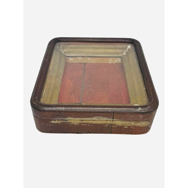 Early 1900s Russian Hinged Wooden Kiot Icon Case With Glass Front and Hanging Loop For Sale - Image 4 of 12