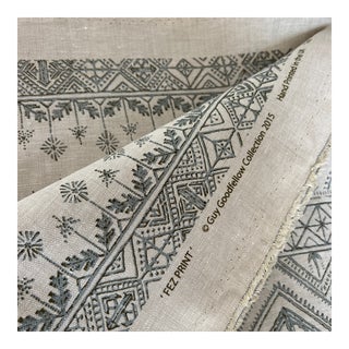Guy Good Fellow Collection Fez Print Linen Fabric- 2 1/2!yards For Sale