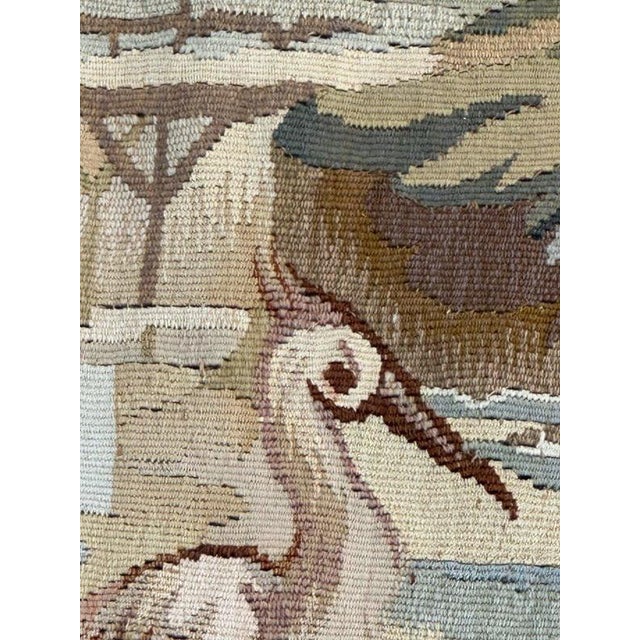 Mid-Century French Tapestry with Landscape, River and Bird from Aubusson, 1950s For Sale - Image 14 of 18