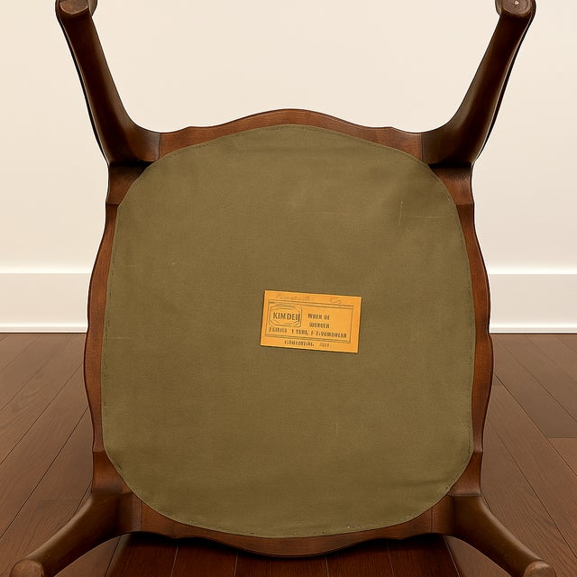 Mid 20th Century Pair of Kindel French Provincial Carved Footstools With Burnt Orange Upholstery For Sale - Image 9 of 9