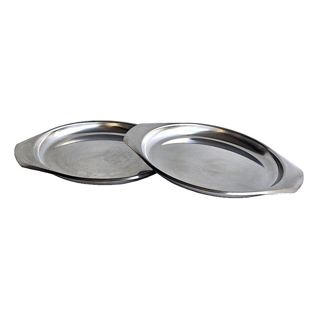 1960s Danish Stainless Steel Trays by Kalmar, a Pair For Sale