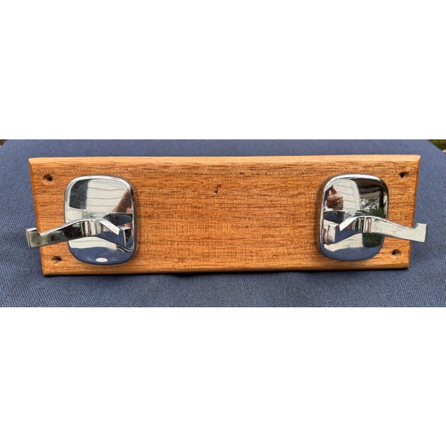 Mid 20th Century Mid Century Modern Nautical Teakwood & Polished Chrome Plated Coat/Hat Rack For Sale - Image 10 of 12