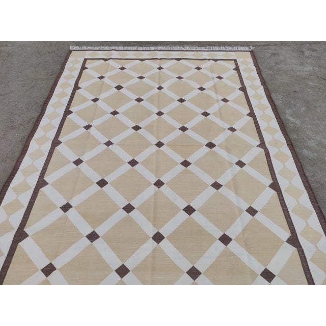 Textile Cotton Vegetable Dyed Handmade Reversible Diamond Cross Rug For Sale - Image 7 of 11