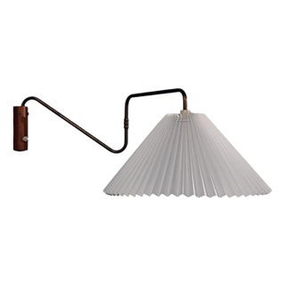 1940s Danish Modern, Articulating Wall Sconce, Brass, Beech Wood For Sale