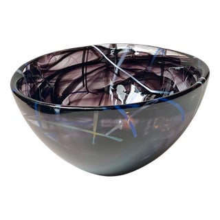 Contrast Art Glass Bowl by Anna Ehrner for Kosta Boda, 1990s For Sale