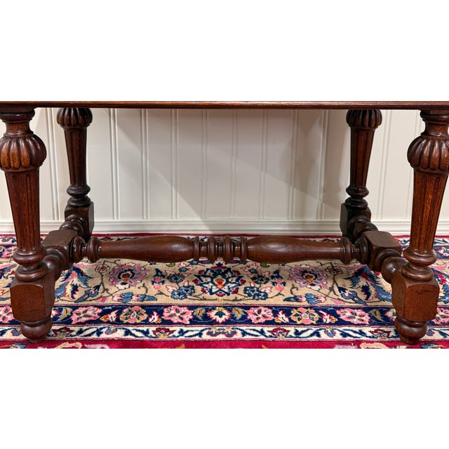 Antique French Henri II Style Writing Desk Table Drawers Oak C. 1930s For Sale - Image 17 of 18