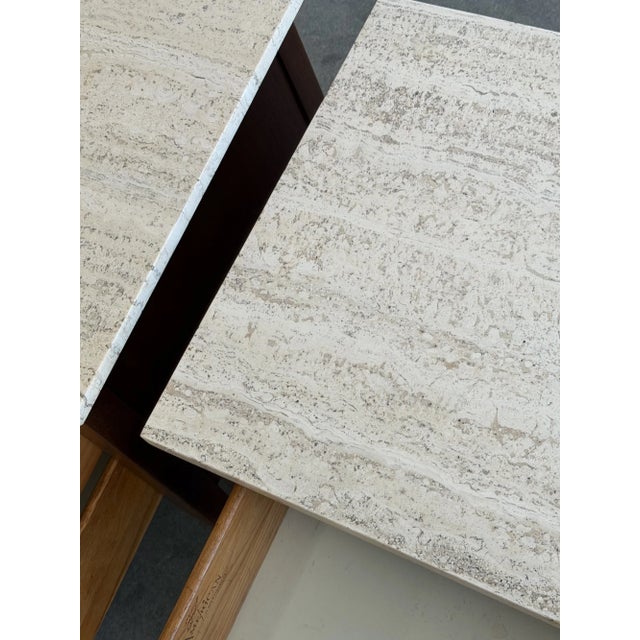 1960s Travertine & Walnut Nightstands by American of Martinsville - Pair For Sale - Image 16 of 17