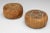 Pair of decorative leather covered pouffes with embroidered decoration. Circa 1930.