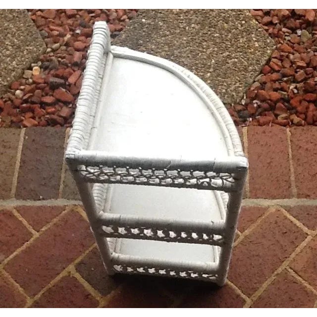 Vintage White Wicker Corner Vanity Shelf or Plant Stand For Sale - Image 4 of 6