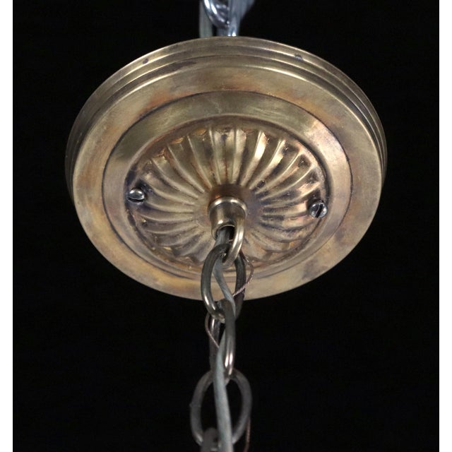 Mid 20th Century Art Nouveau Swirl Opal Glass Pendant Light For Sale - Image 9 of 10