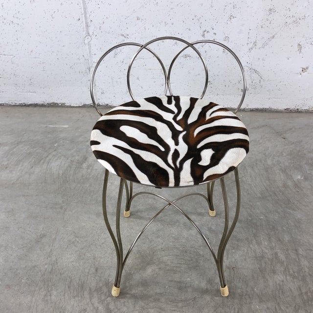 1960s Vanity Stool With Animal Print Chairish