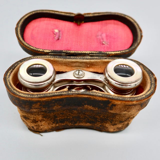 Antique White Antique Mother-of-Pearl Opera Glasses With Original Fitted Case For Sale - Image 8 of 10
