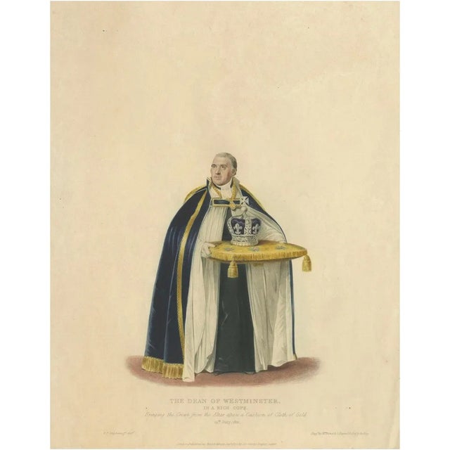 Sir George Naylor, Dean of Westminster Bringing the Crown Coronation of George IV, 1824, Engraving on Paper For Sale