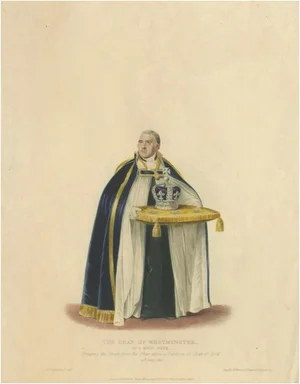 Sir George Naylor, Dean of Westminster Bringing the Crown Coronation of George IV, 1824, Engraving on Paper