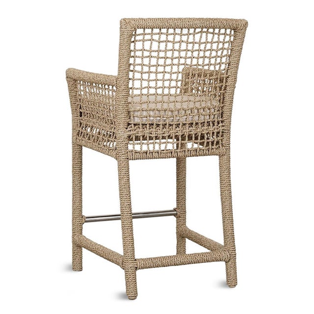 Harbor Faux Rope Woven Outdoor Counter Stool For Sale - Image 4 of 6