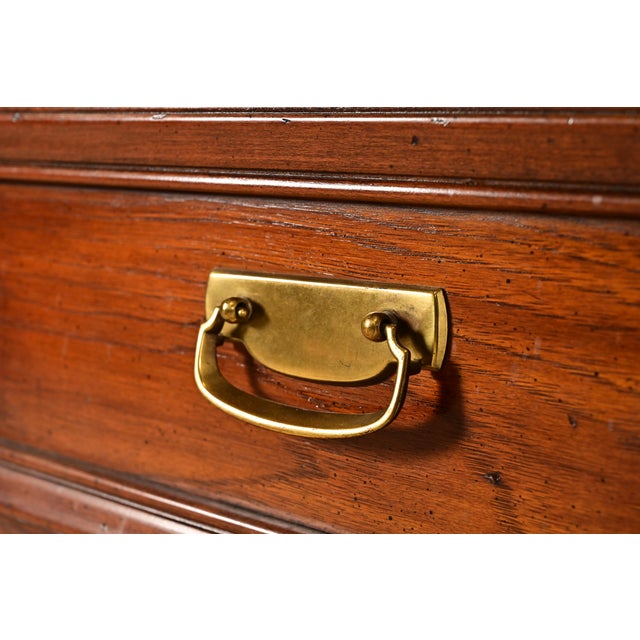 Wood Thomasville Mid-Century Modern Hollywood Regency Campaign Walnut Highboy Dresser, 1970s For Sale - Image 7 of 17