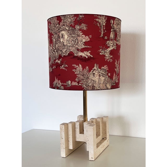 Large Mid-Century Travertine Marble Table Lamp, Italy, 1970s For Sale - Image 10 of 18