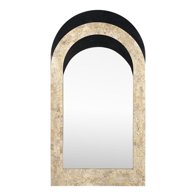 Vintage Maitland Smith Tessellated Stone Arched Mirror For Sale