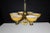 Metal Sculptural Italian Chandelier in Brass & Amber-Gold Opaline Glass, 1970s For Sale - Image 7 of 11