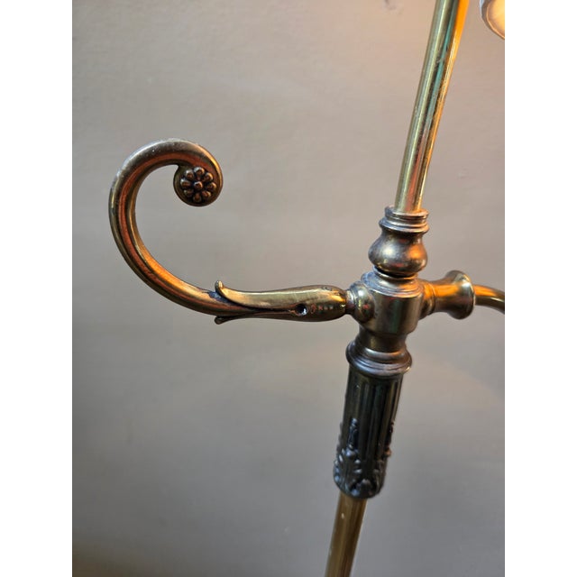 Vintage Brass Single Arm Deco Floor Lamp For Sale In Indianapolis - Image 6 of 16