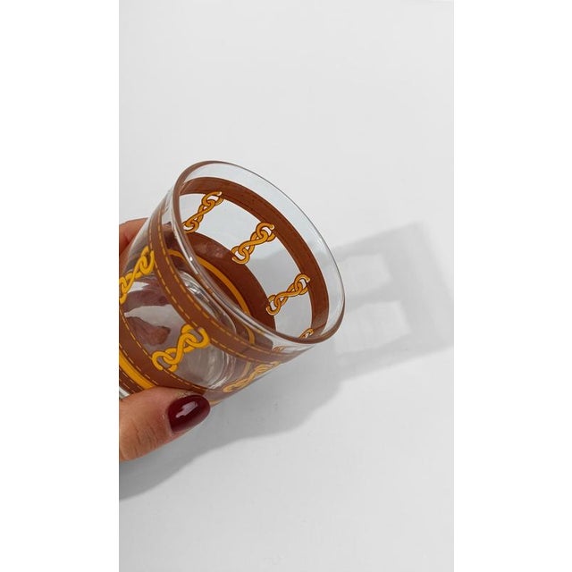 Low Ball Glasses with Chain Motif and Leather by Georges Briard, 1980s, Set of 5 For Sale - Image 10 of 16