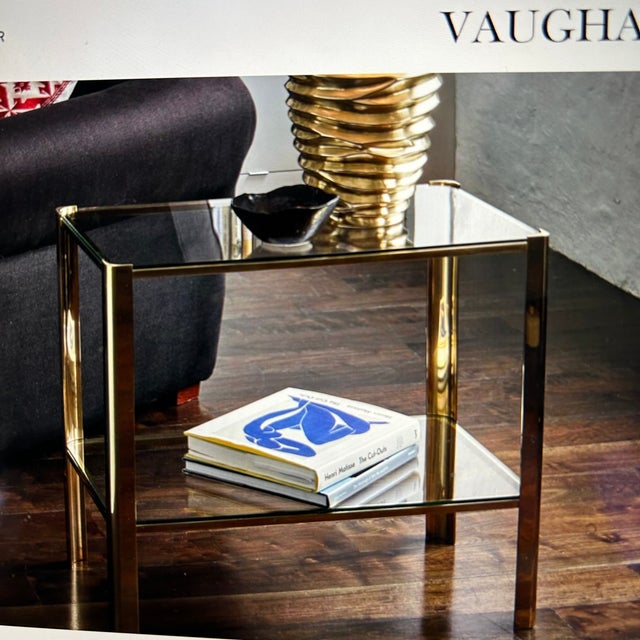 Metal Transitional Brass and Glass Side Tables - a Pair For Sale - Image 7 of 9