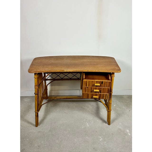 Vintage Rattan Desk, 1960s For Sale - Image 4 of 12