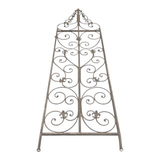 Vintage Hand-Forged Cast Iron Scrollwork Wall Trellis & Architectural Panel With Fleur-De-Lis Accents For Sale