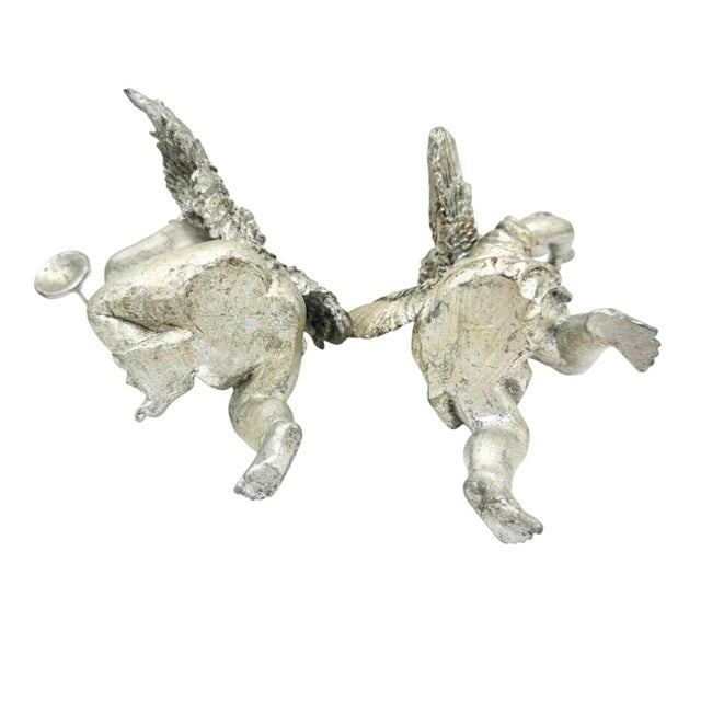Vintage Silver Cherub Angel Shelf Sitters Playing Horns – Pair For Sale In New York - Image 6 of 6