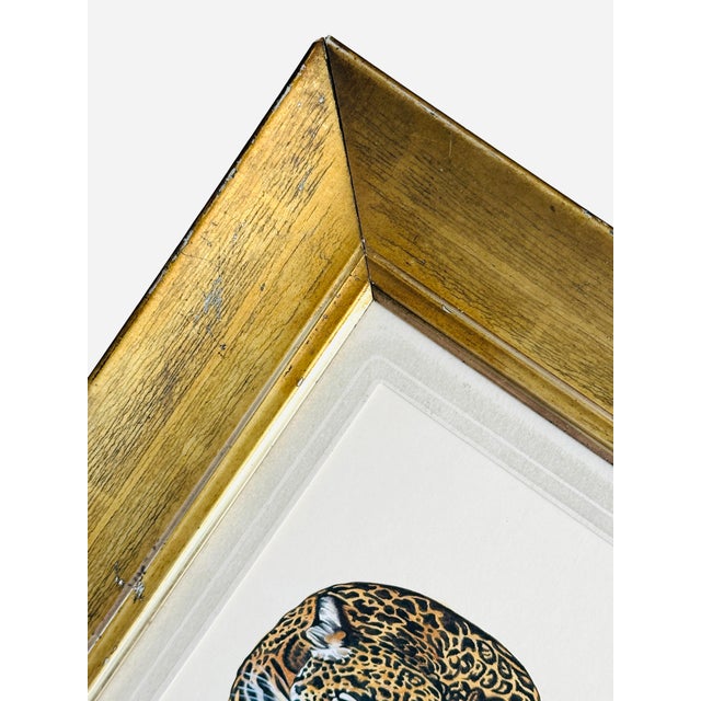 Original Hand-Painted Realism Leopard Painting in an Italian Antique Frame For Sale In Chicago - Image 6 of 10