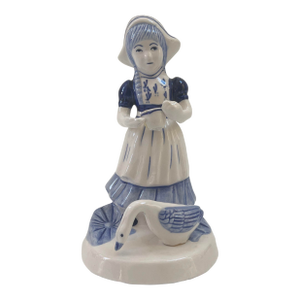 Vintage Blue and White Deflt Female Figurine