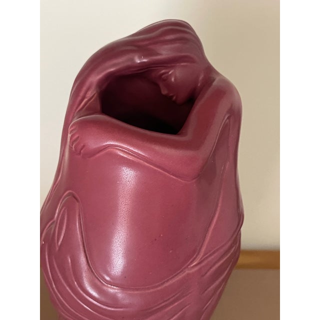 Art Nouveau Rare 1920s Vintage Van Briggle (Lorelei) Woman in the Well Vase For Sale - Image 3 of 12