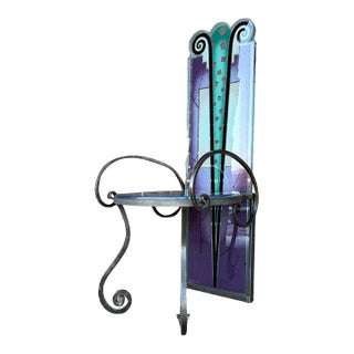 Joan Irving Postmodern Art Glass and Wrought Iron Chair For Sale
