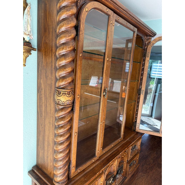 1960s Spanish Revival/Mediterranean Style Vintage China Cabinet For Sale - Image 6 of 11