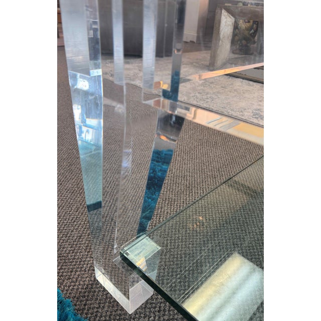 Two-Tier Lucite and Glass Coffee Table For Sale - Image 11 of 14