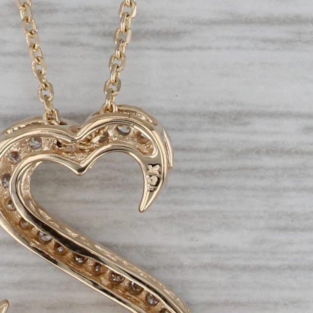0.16ctw Diamond Open Hearts Pendant Necklace 14k Yellow Gold Jane Seymour For Sale In Greensboro - Image 6 of 8