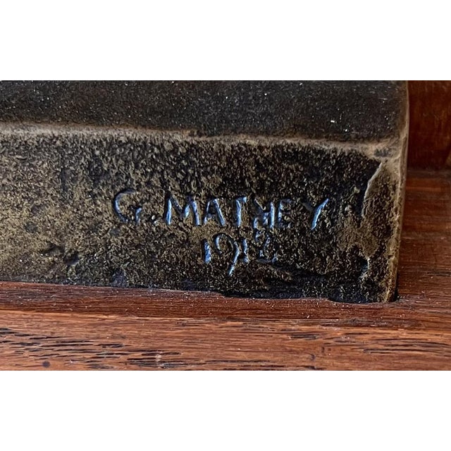 Georges Mathey, Large Bas Relief, 1912, Bronze & Oak For Sale - Image 13 of 15