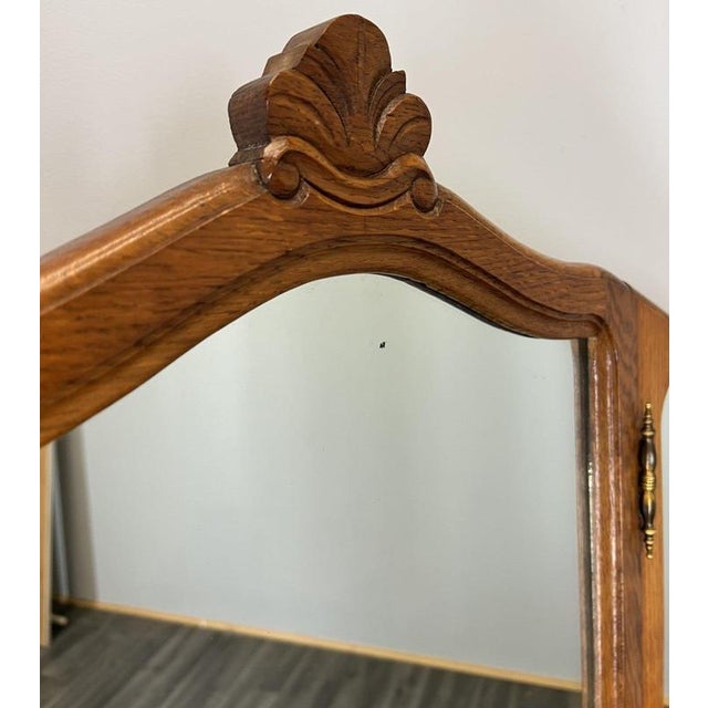 Vintage French Louis Style Oak Dressing Table with Mirror For Sale - Image 13 of 15