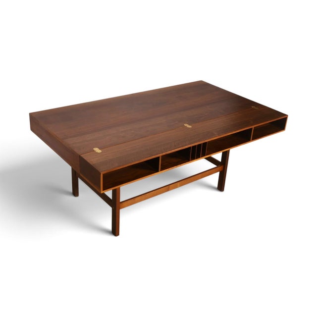 Peter Lovig Danish Vintage Mid Century Modern Flip Top Teak Desk C. 1970s For Sale - Image 12 of 15