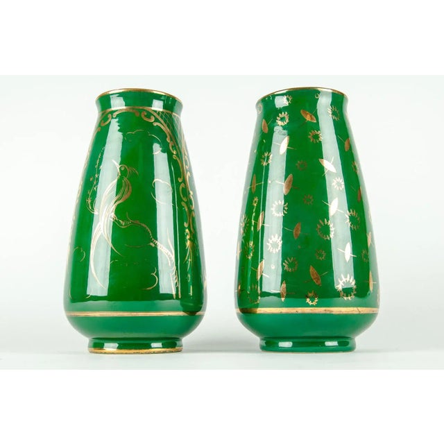 Vintage pair Italian porcelain decorative vases / pieces. Each vase is in excellent vintage condition. Maker's mark...