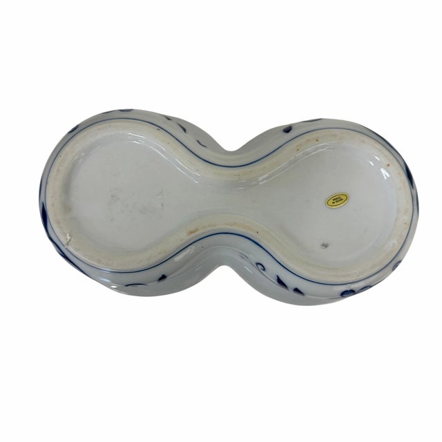 Ceramic Vintage 1990s Blue and White Double Planter For Sale - Image 7 of 7