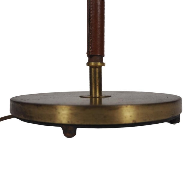 Vintage Swedish Leather and Brass Floor Lamp from Falkenbergs Belysning, 1960s For Sale - Image 4 of 18