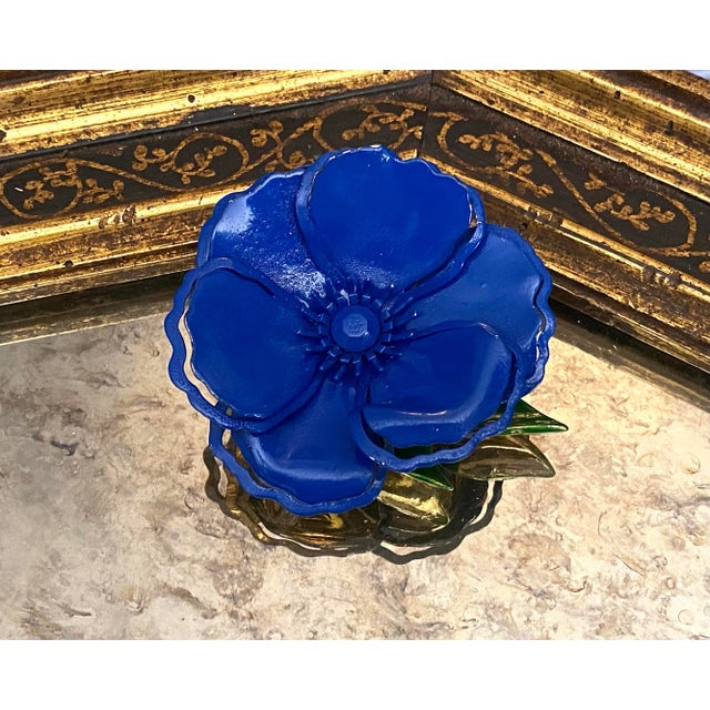 1960s Vintage Enamel Flower Pins in Shades of Blue - 3 Pieces For Sale In Los Angeles - Image 6 of 7